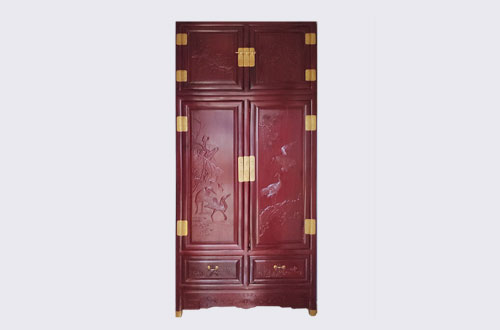 宁波高端中式家居装修深红色纯实木衣柜