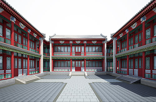 宁波北京四合院设计古建筑鸟瞰图展示