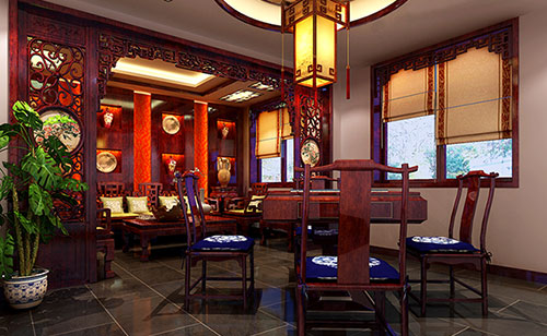 宁波古典中式风格茶楼包间设计装修效果图