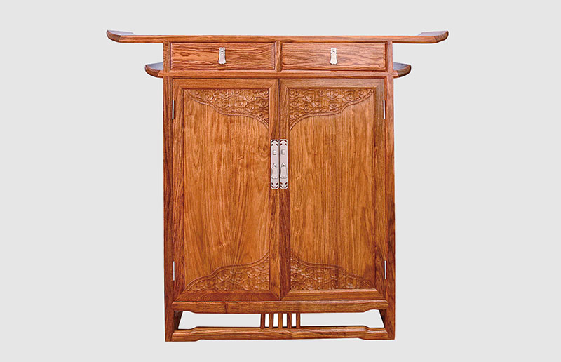 宁波观云潮家庭中式装修实木玄关柜效果图